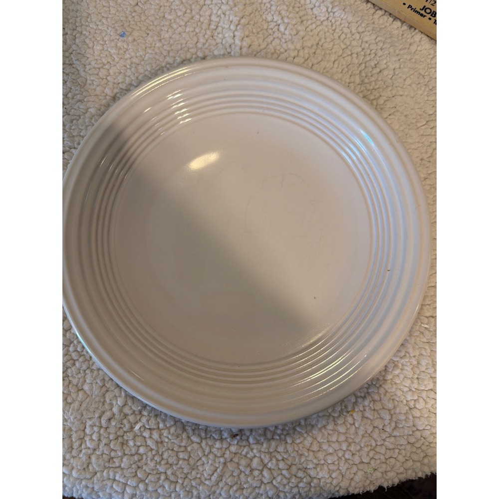Garden Ridge Cream Ceramic Dinner Plate 10.5 Inch Round Ribbed Rim White
